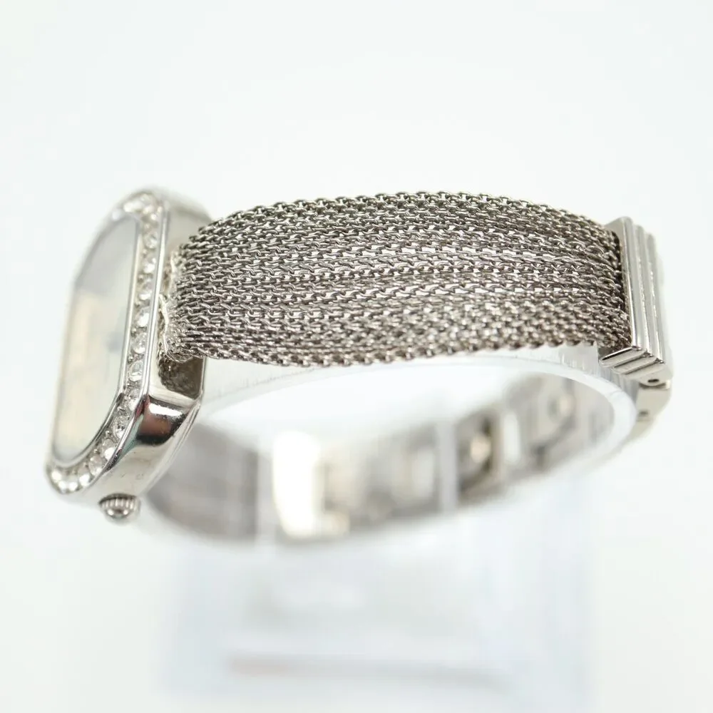 Lorus Women Silver Tone Watch 31mm Gem Set Oval Dial Bracelet LR3021 New Battery